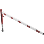 Swing barrier | with pull rope reinforcement | for casting in concrete, hot-dip galvanized and white coated with red reflecting stripes | Barrier arm length: 3000 mm | for padlock